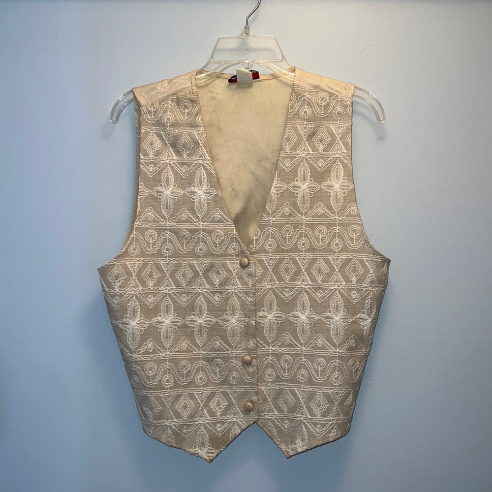 Vintage Cindy Collins cream Vest Size Large